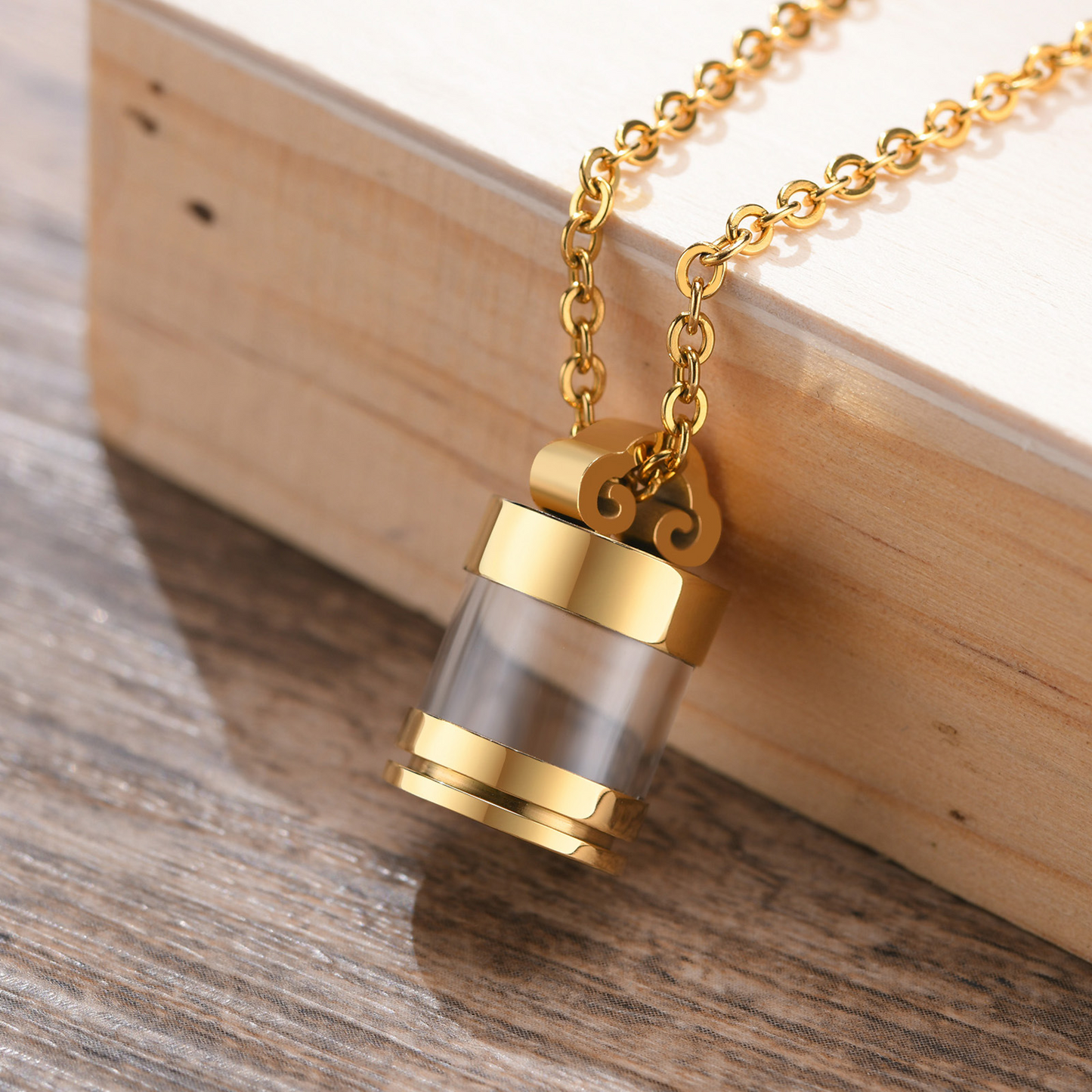 Kemstone Stainless Steel Keepsake Pendant Necklace for Men Women Glass Capsule PN-1537