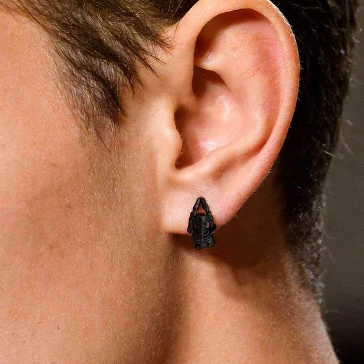 Kemstone Skull Huggie Earrings Stainless Steel Small Hoops for Men & Women EH-750