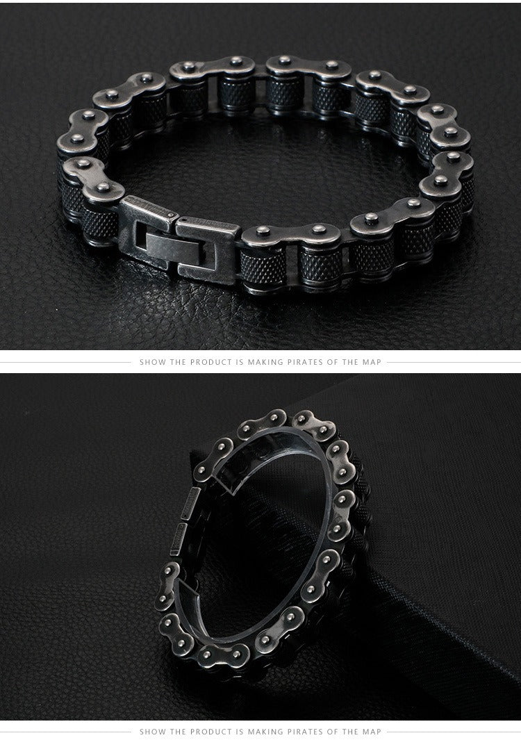 Kemstone Titanium Urban Biker Chain Bracelet – Lightweight Rugged Motorcycle Style KB86277