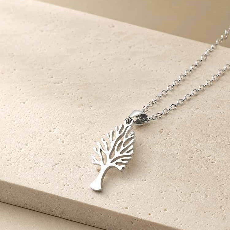 Kemston Stainless Steel Tree Of Life Pendant Necklace for Men Women Minimal Nature Design PN-2357