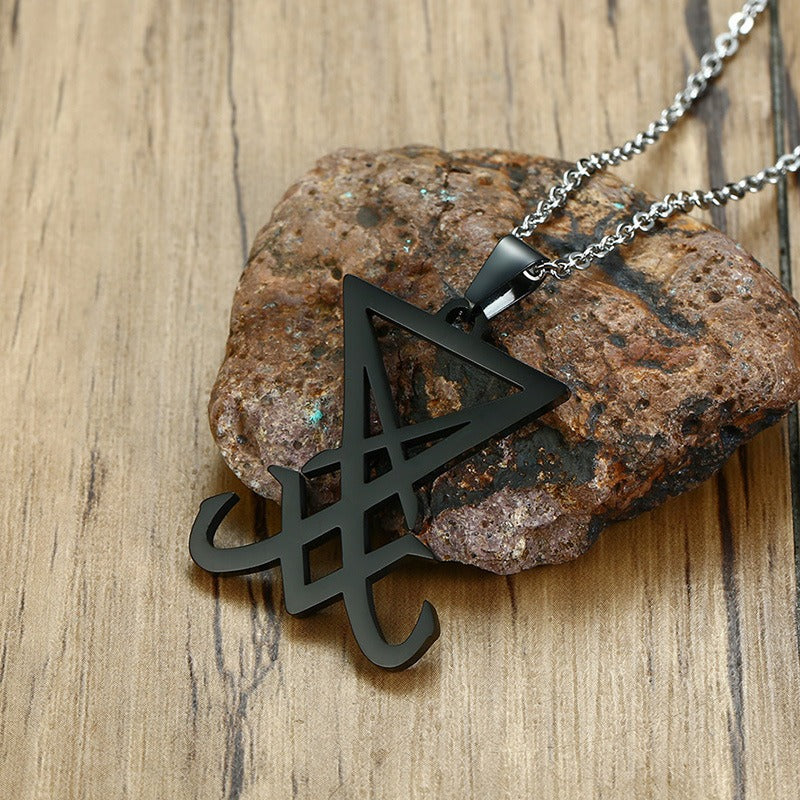 Kemstone Geometric Triangle Pendant Necklace for Men Stainless Steel Vertical Minimal Design