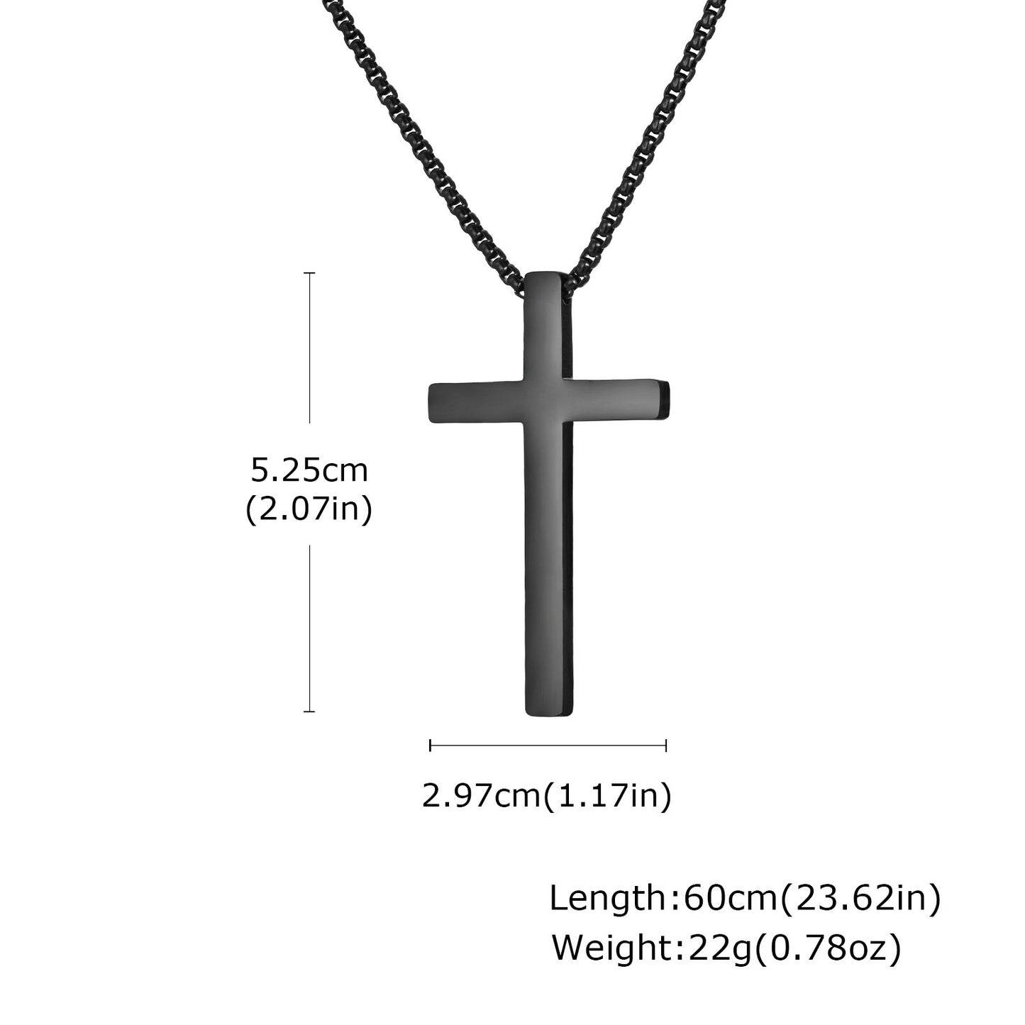 Kemstone Cross Pendant Necklace Stainless Steel Minimal Bar Cross Long Chain for Men Women Silver Gold Black NC-2103