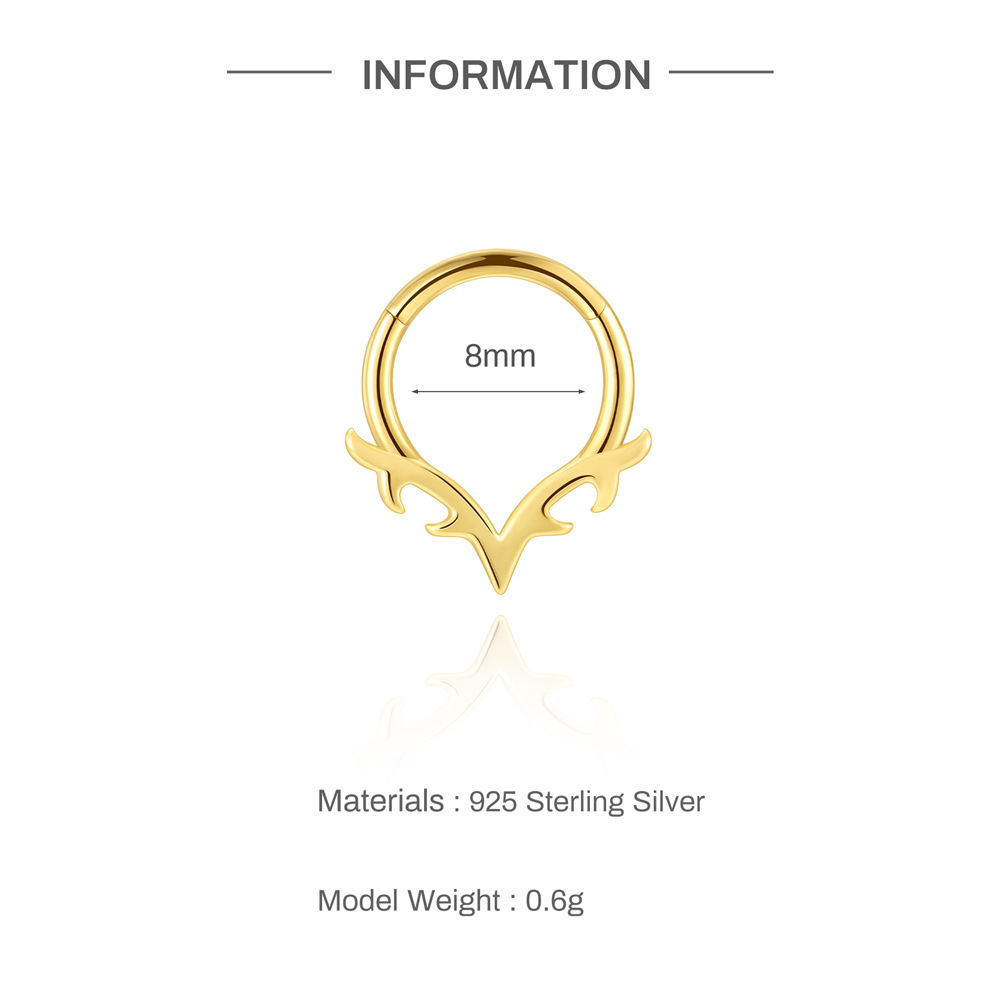 Kemstone S925 Sterling Silver Deer Antler Cartilage Hoop for Women Cubic Zirconia 60266661344C