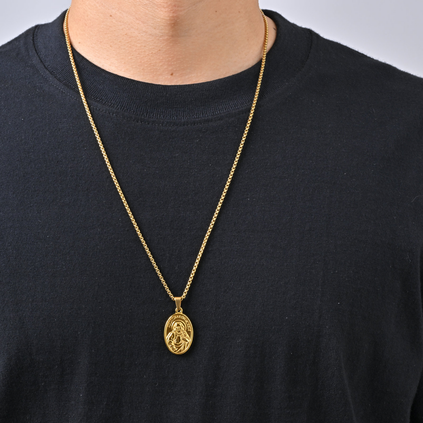 Kemstone Coin Pendant Necklace Vintage Portrait Gold Plated Medallion for Men PN-2309