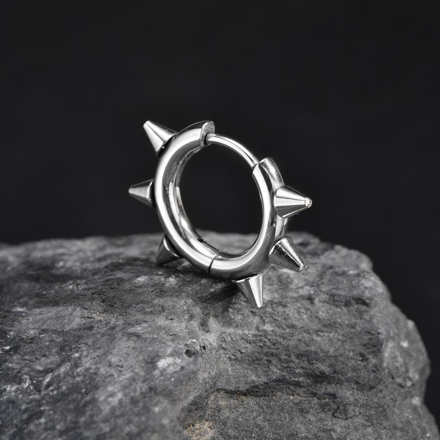 Men’s Titanium Steel Spike Hoop Earring – Punk Street Style EH-751