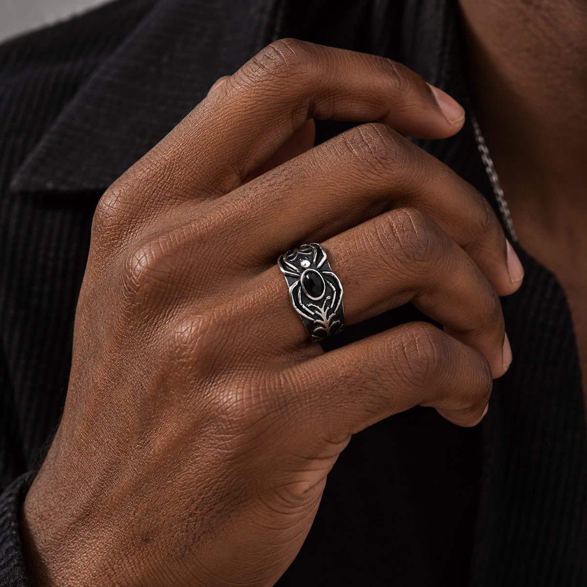 Kemstone Stainless Steel Wing Spider Ring for Men Punk RC-1188