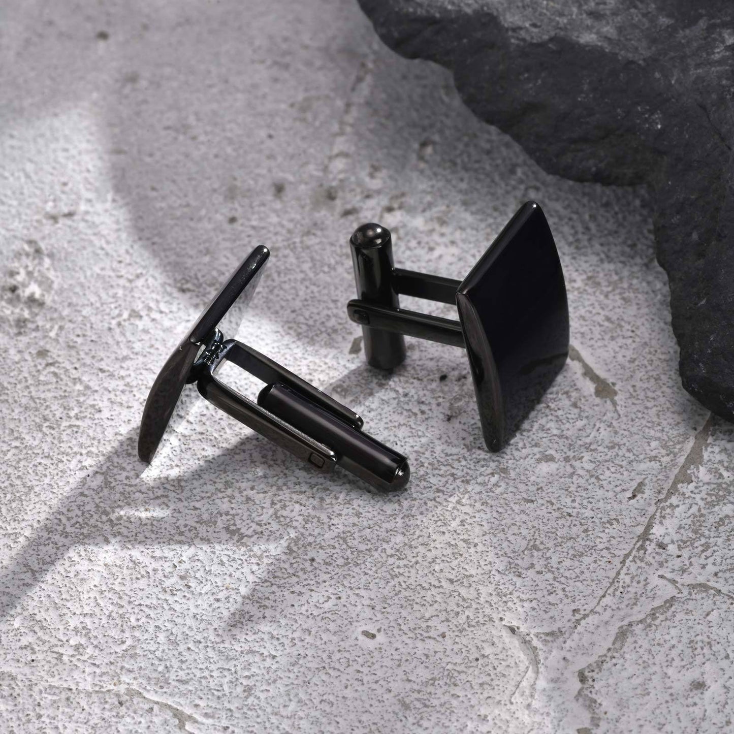 Kemstone Men’s Stainless Steel Square Cufflinks – Silver/Gold/Black CL-057