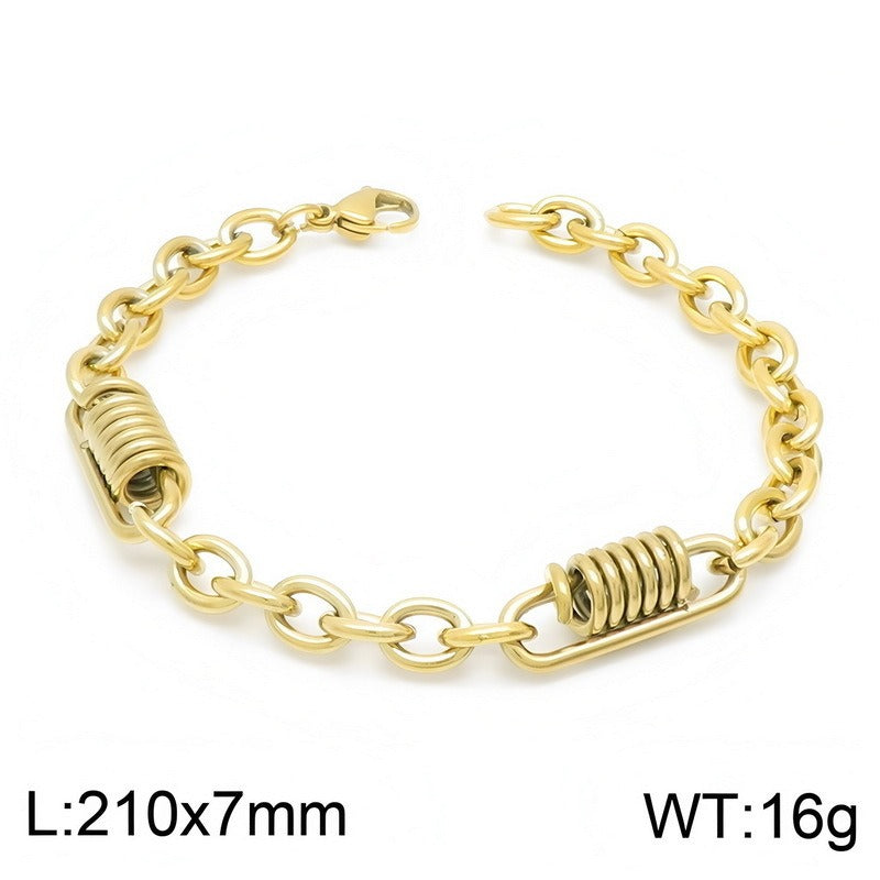 Kemstone Titanium Steel Coil Curb Chain Bracelet for Men KB146635-KLHQ
