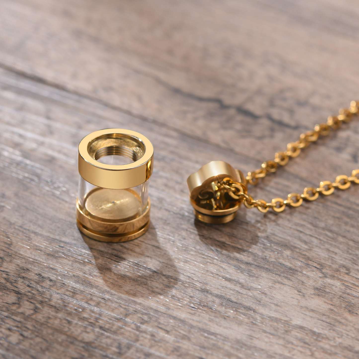 Kemstone Stainless Steel Keepsake Pendant Necklace for Men Women Glass Capsule PN-1537