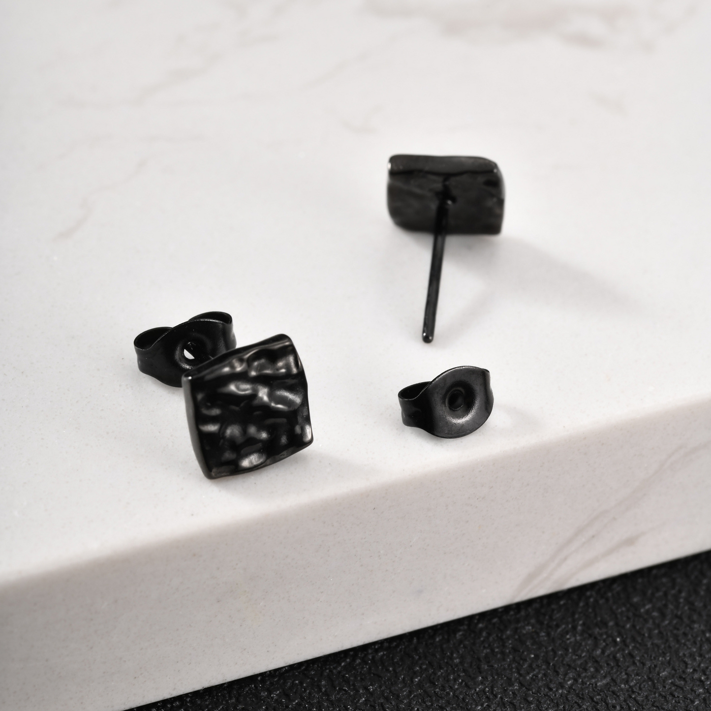 Kemstone Stainless Steel Square Textured Stud Earrings for Men ES-706