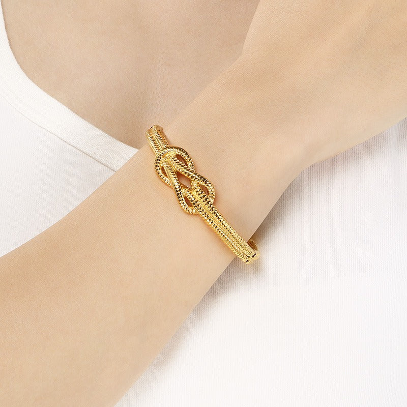 Kemstone Titanium Steel Ribbed Knot Bangle for Men KB202407-KJX