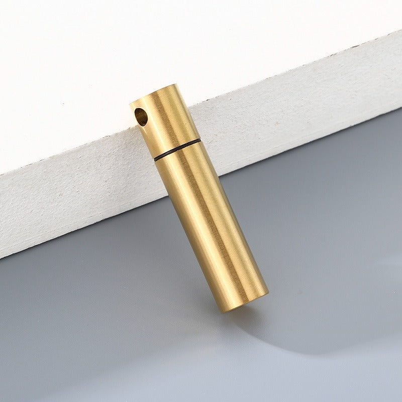 Kemstone Cylindrical Storage Necklace – Stainless Steel Screw-Cap Pendant for Men & Women KN299102-ZLA