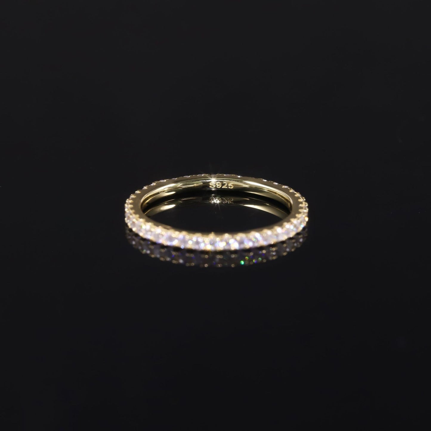 Kemstone Stackable Gold Rings for Women – S925 Sterling Silver Minimalist Wedding Bands | 18K Gold Plated, Moissanite, D-E Color VVS Clarity