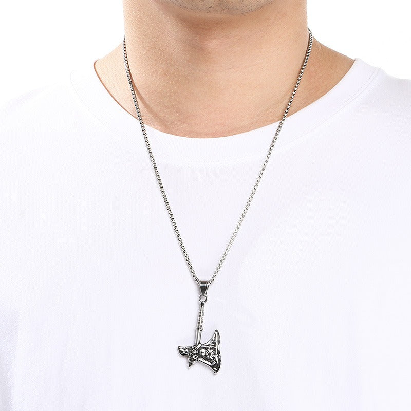 Kemstone Viking Axe Pendant Necklace Nordic Rune Titanium Steel for Men KP117913-MZOZ