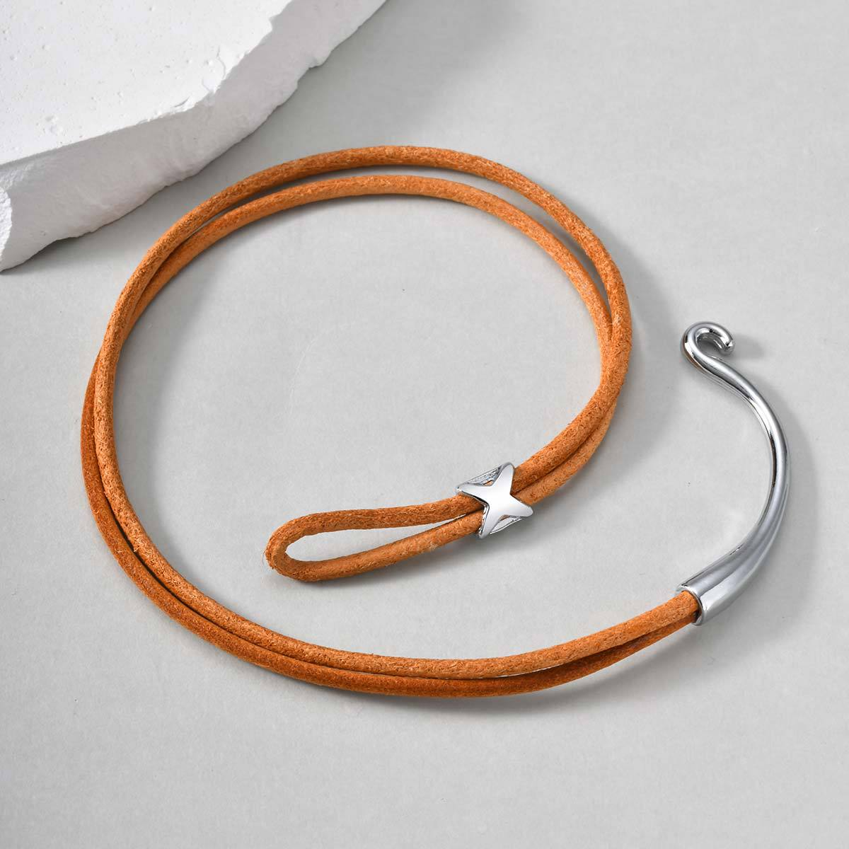 Kemstone Multi-Layer Black Leather Cord Alloy Bracelet for Men & Women BL-824