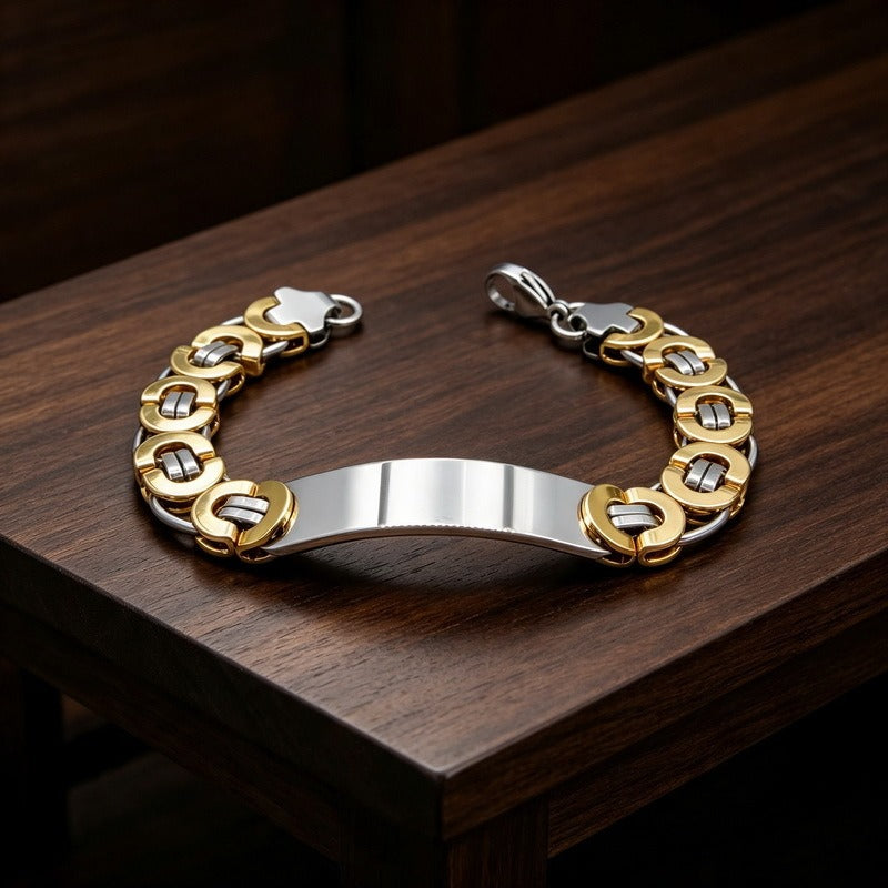 Kemstone Titanium Steel ID Bracelet for Men Curved Plate KB215057-JG