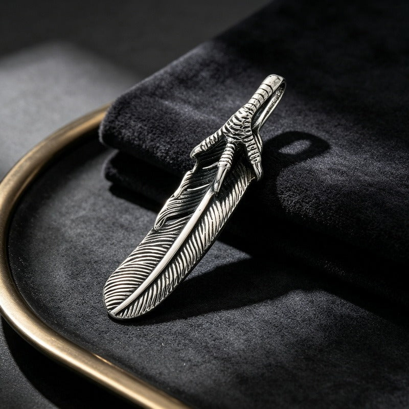 Kemstone Feather Wing Pendant Necklace for Men Stainless Steel Vintage Style KP118543-LU