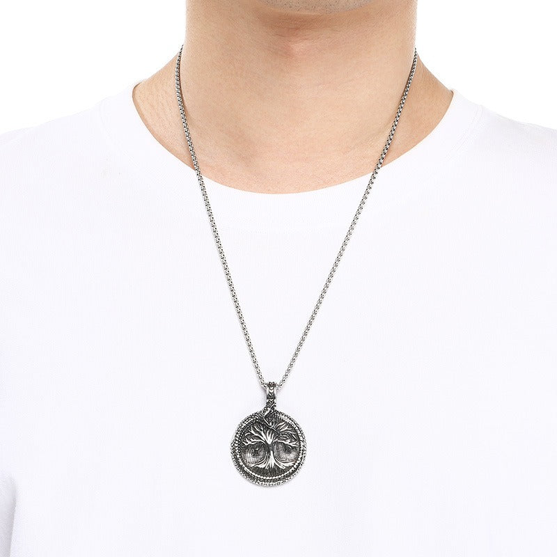 Kemstone Titanium Steel Viking Tree of Life Pendant Necklace for Men KP117703-LU