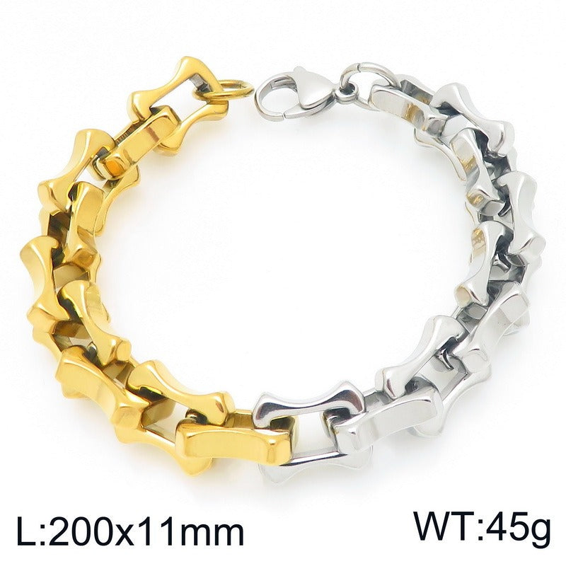 Kemstone Men’s Two-Tone Titanium Steel Bamboo Chain – 10/11/12mm KB207211-Z