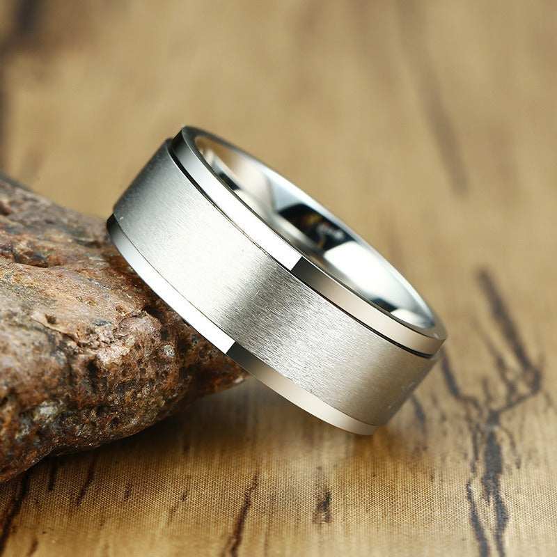 Kemstone Titanium Steel Spinner Ring – Minimalist Men’s Jewelry Ring R-394