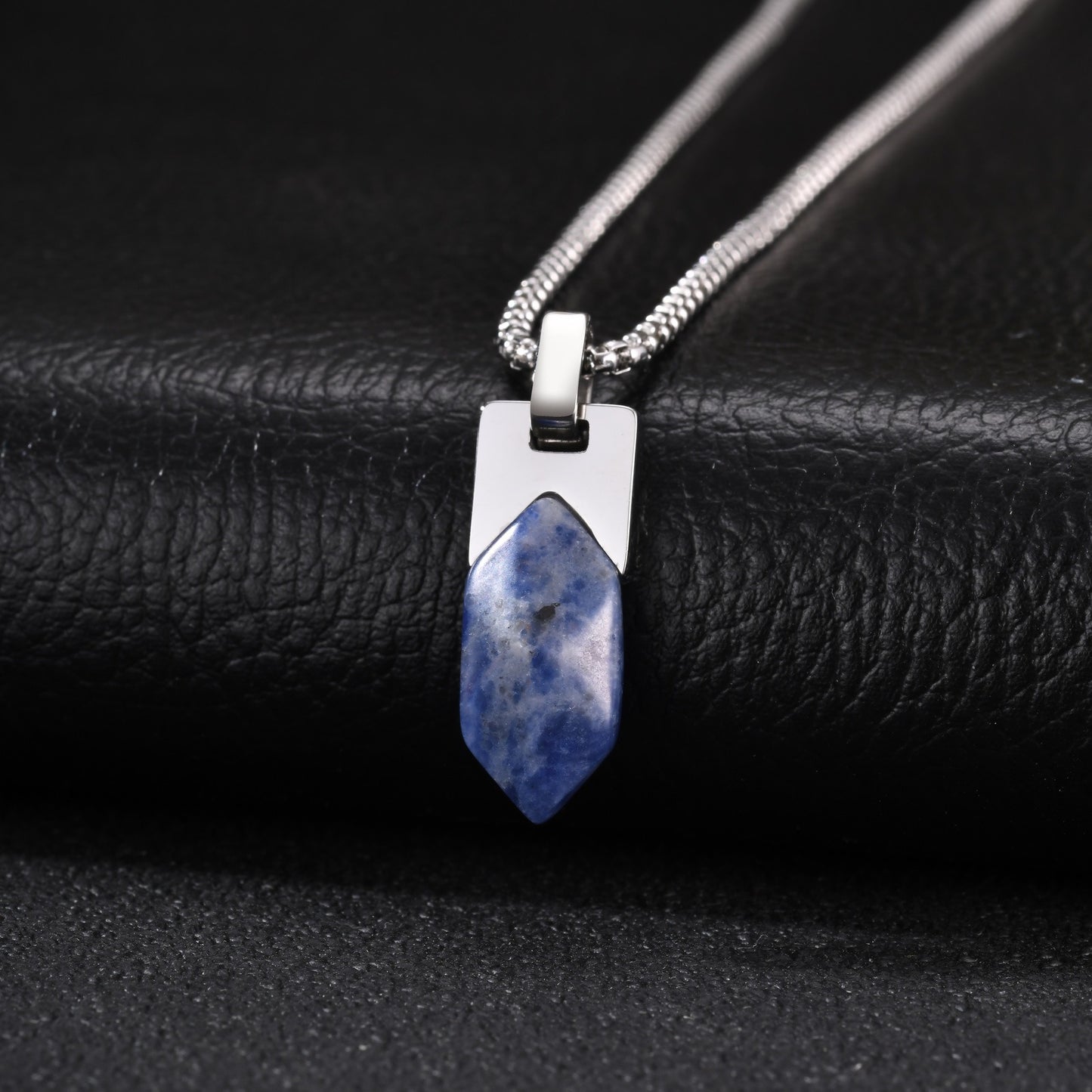 Kemstone Geometric Tiger Eye Pendant Necklace for Men Stainless Steel PN-2439