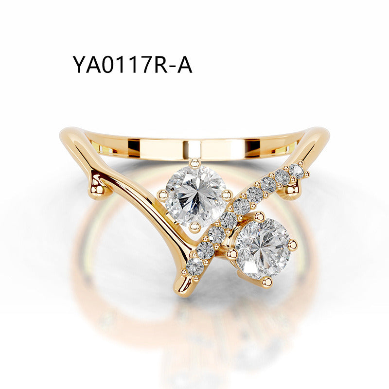 Kemstone Flora Series Moissanite Rings for Women | 2 Carat D-E Color VVS Clarity | 18K Gold Plated S925 Sterling Silver