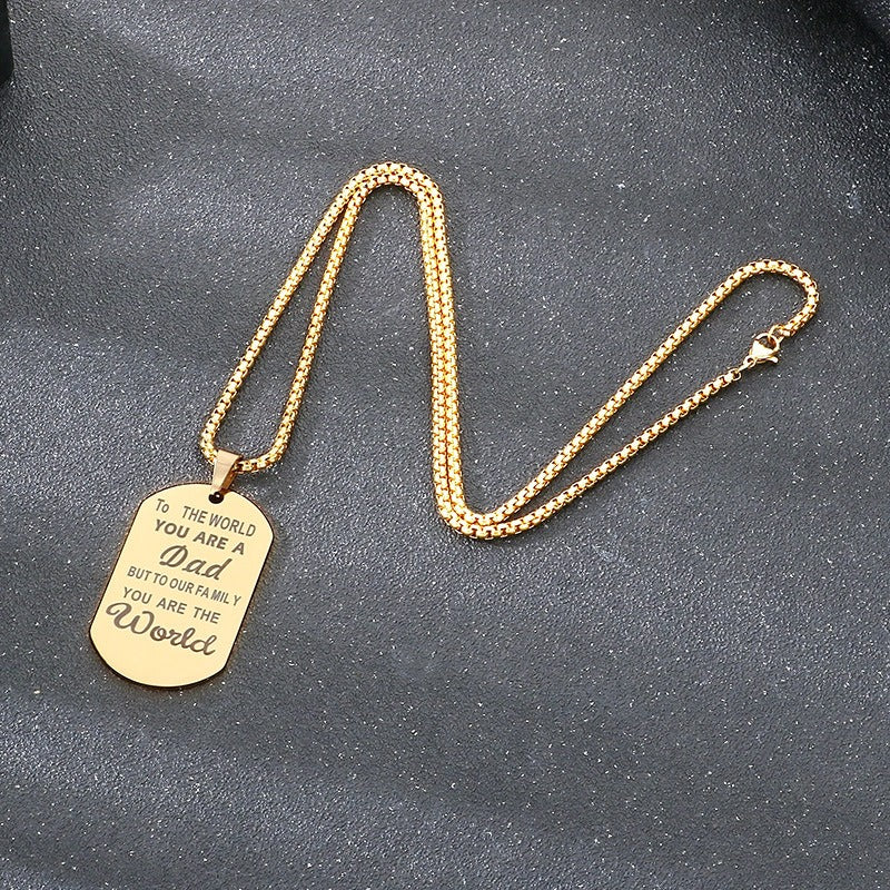 Kemstone Titanium Steel Dad Message Tag Necklace – Father’s Day Gift KP100218-Z