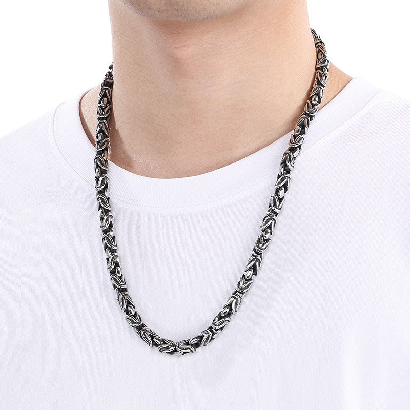 Kemstone KB170399 Titanium Steel Woven Peace Link Chain Bracelet & Necklace for Men