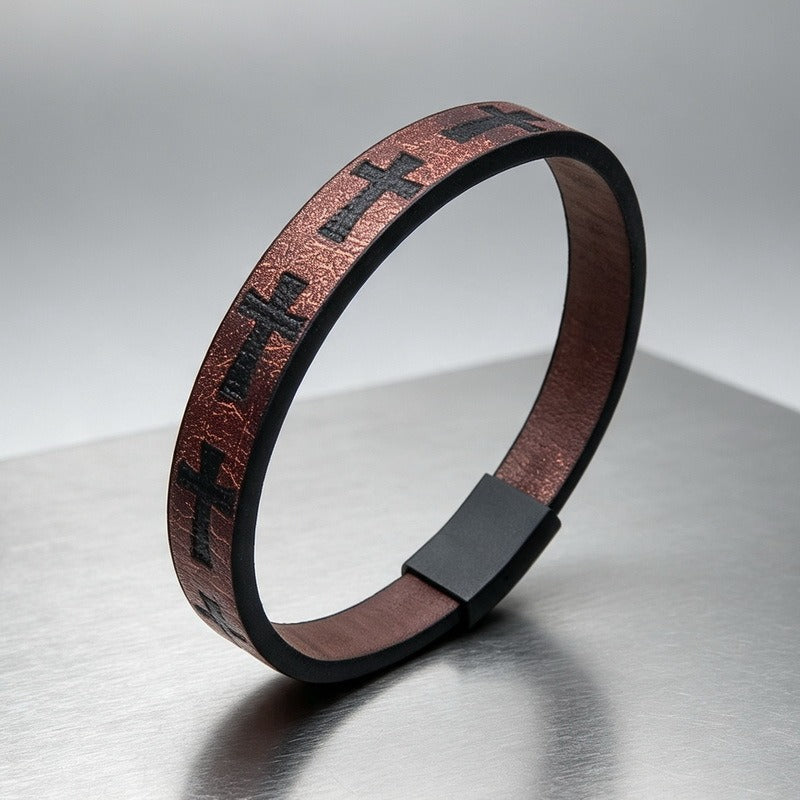 Kemstone Anchor Embossed Bracelet for Men Stainless Steel Clasp Vintage Nautical KB214759-SJ