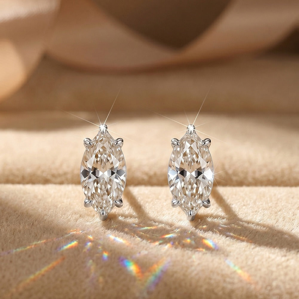 Kemston Marquise Moissanite Stud Earrings for Women 925 Sterling Silver SMOE24