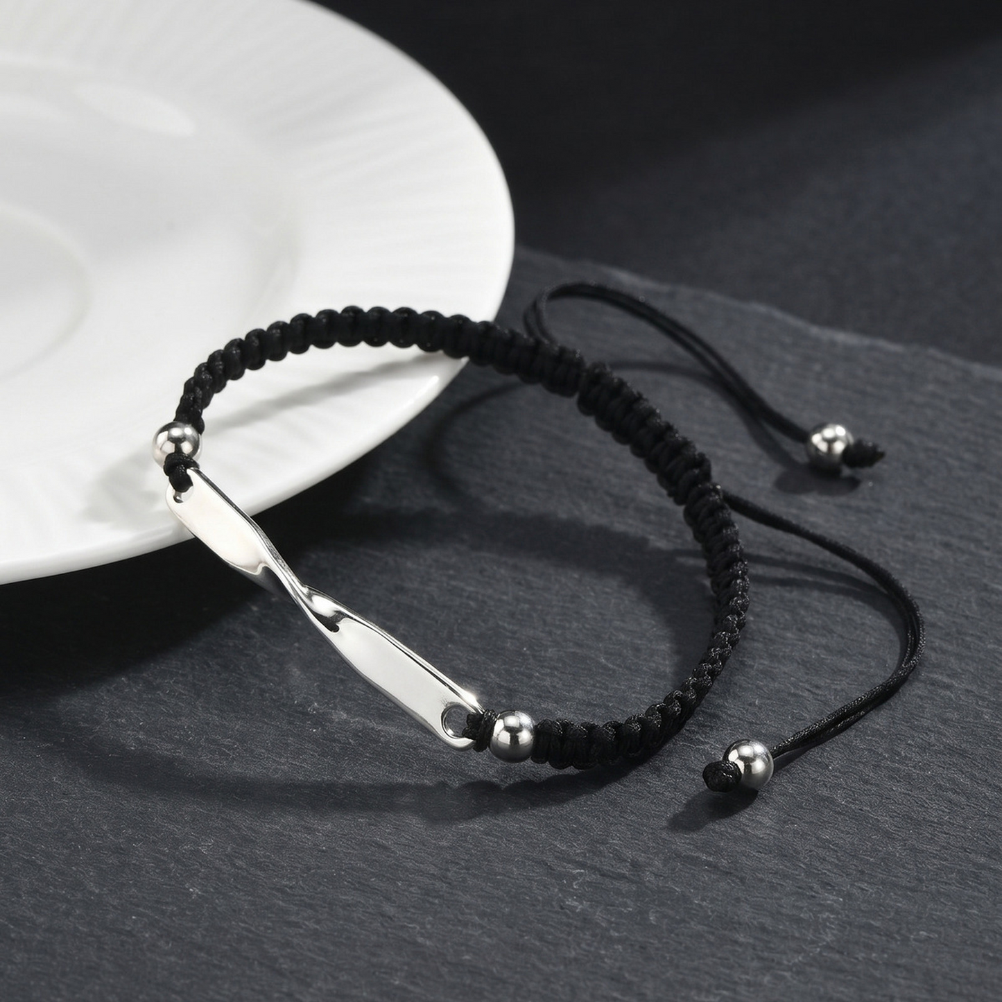 Kemstone Stainless Steel Mobius Braided Cord Bracelet for Men Women BR-3062