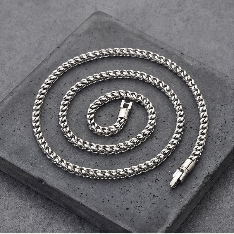 Kemstone Titanium Steel Spinner Chain Necklace Bracelet for Men Rotating Clasp KB213822-KFC