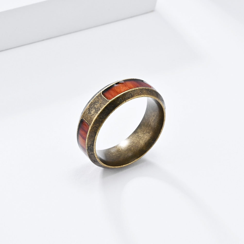 Kemstone Men’s Stainless Steel Viking Rune Ring – Vintage Tree of Life Band K-R918
