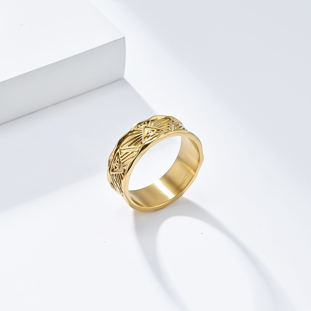 Kemstone Stainless Steel Horus Eye Ring for Men K-R820