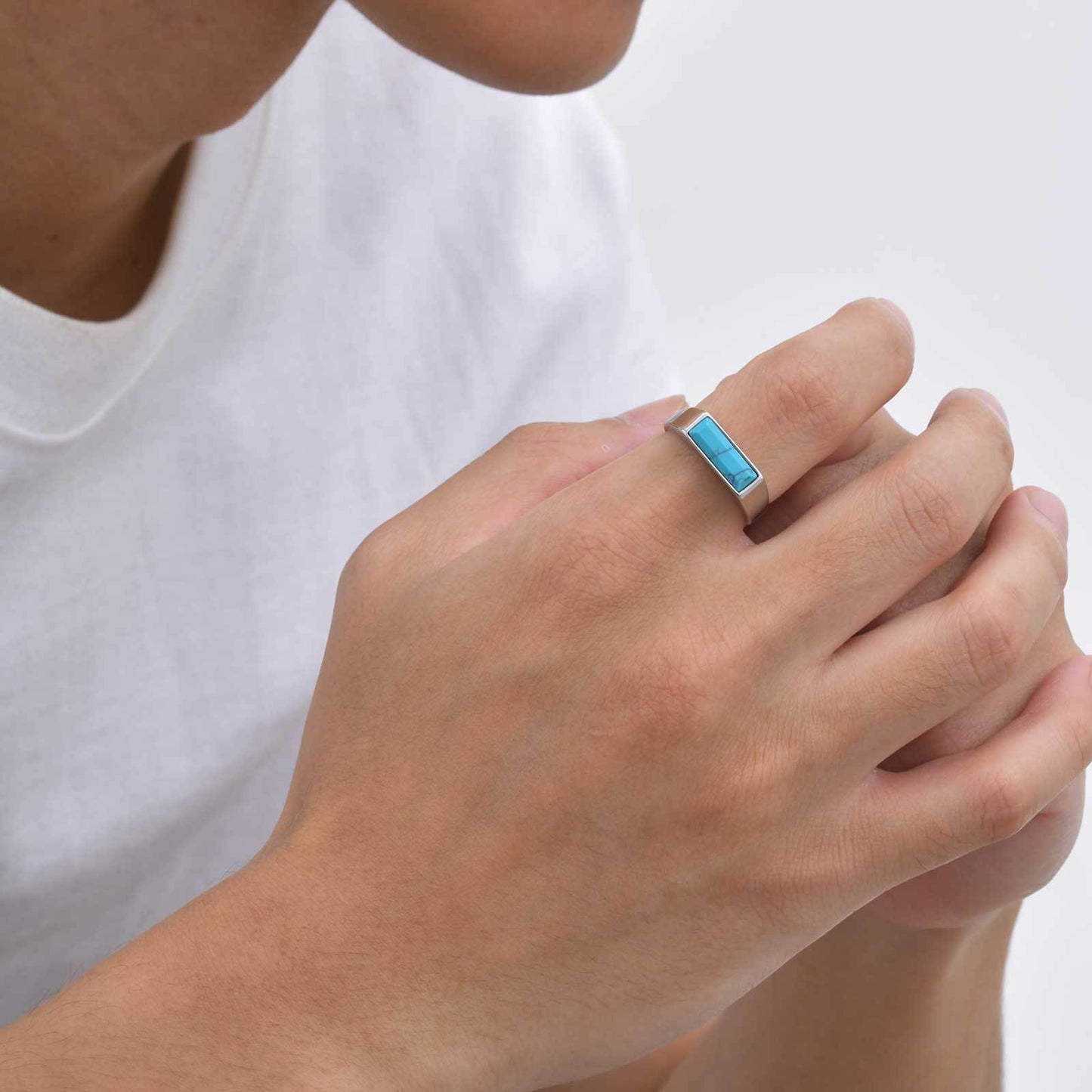 Kemstone Stainless Steel Stone Ring – Men’s Jewelry Turquoise Lapis Tiger Eye RC-712