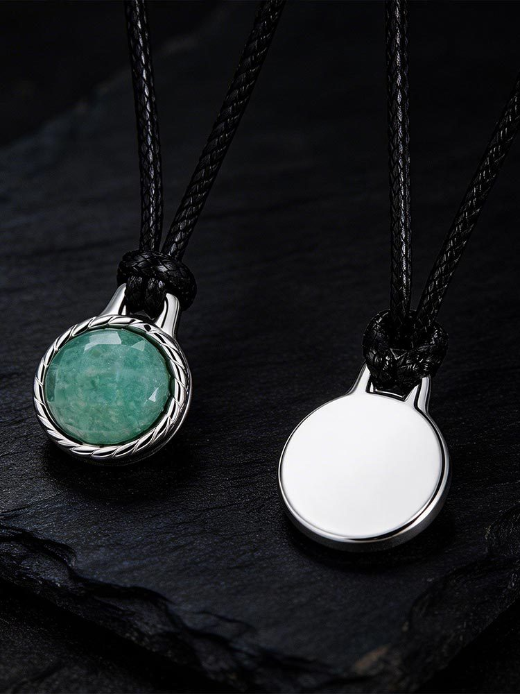 Kemstone Tiger Eye Stone Pendant Necklace Stainless Steel Vintage Rope for Men NC-2660