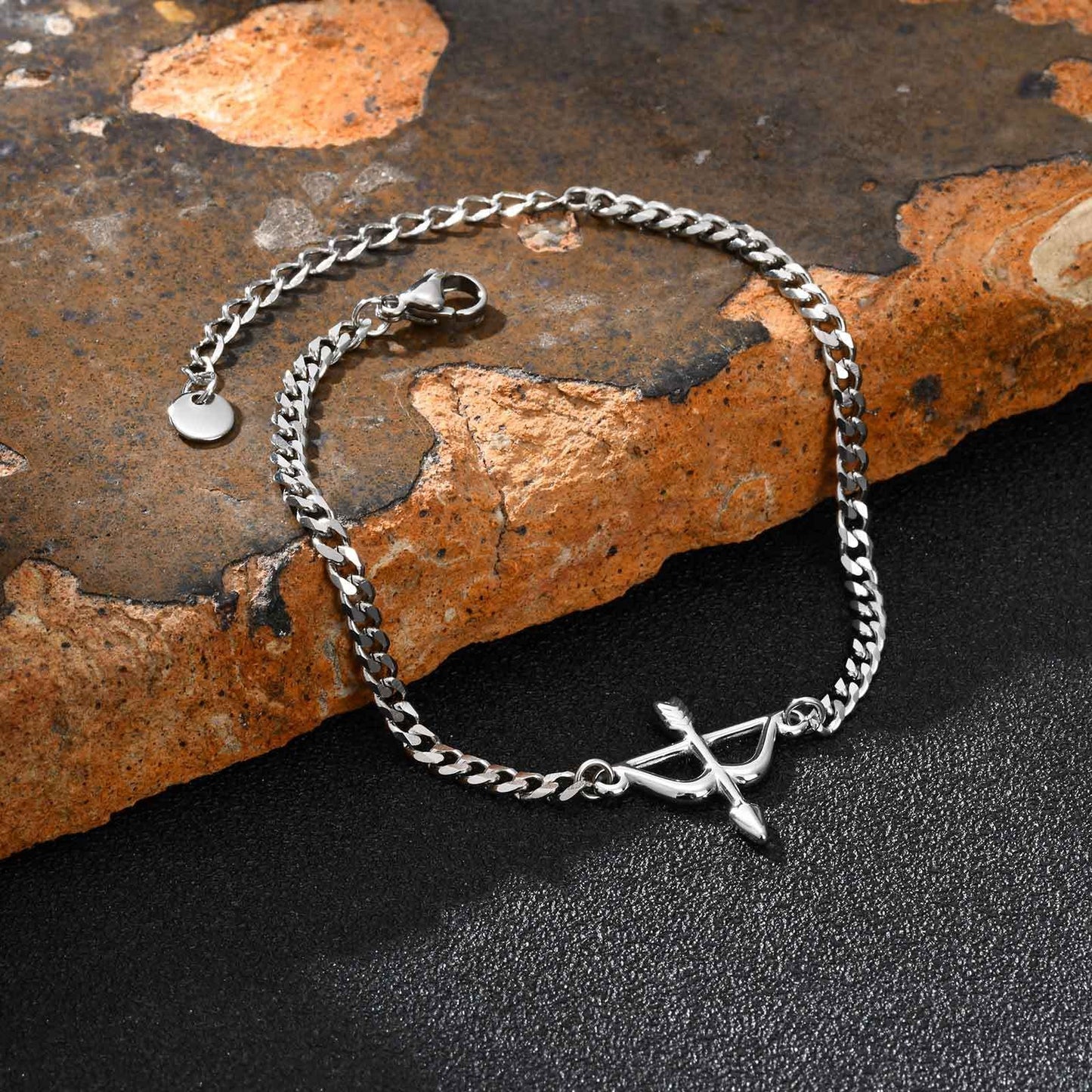 Kemstone Archer Bracelet – Stainless Steel Bow & Arrow Chain Jewelry for Men & Women BR-2621