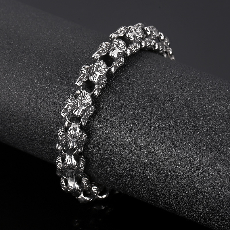 Kemstone Snake Head Bracelet for Men Titanium Steel Vintage Animal Jewelry KB155325-KJX