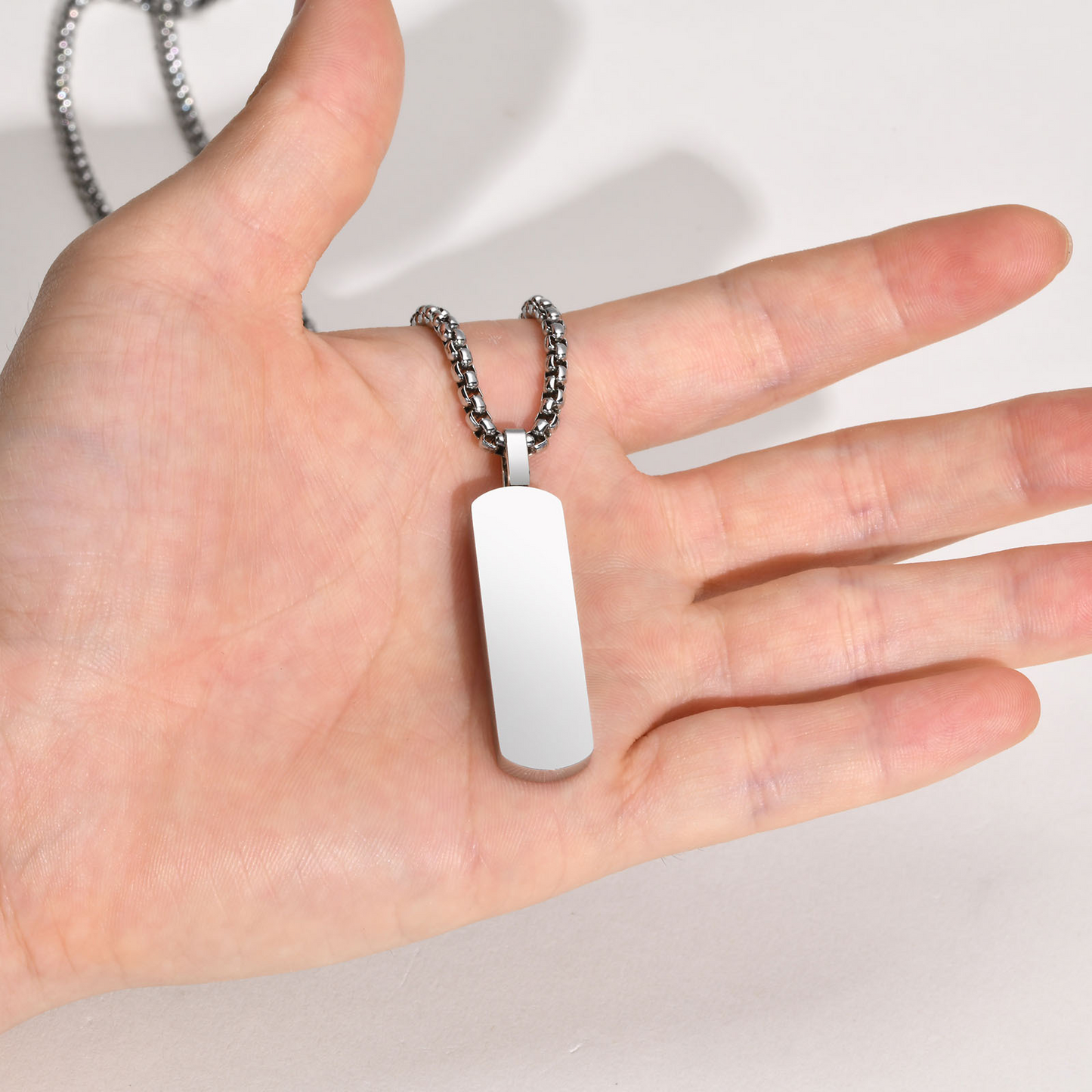 Kemstone Stainless Steel Rectangular Bar Pendant Necklace for Men PN-1874