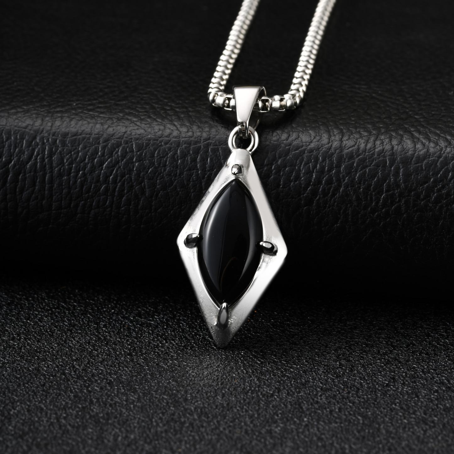 Kemstone Stainless Steel Tiger Eye Agate Pendant Necklace for Men PN-2271