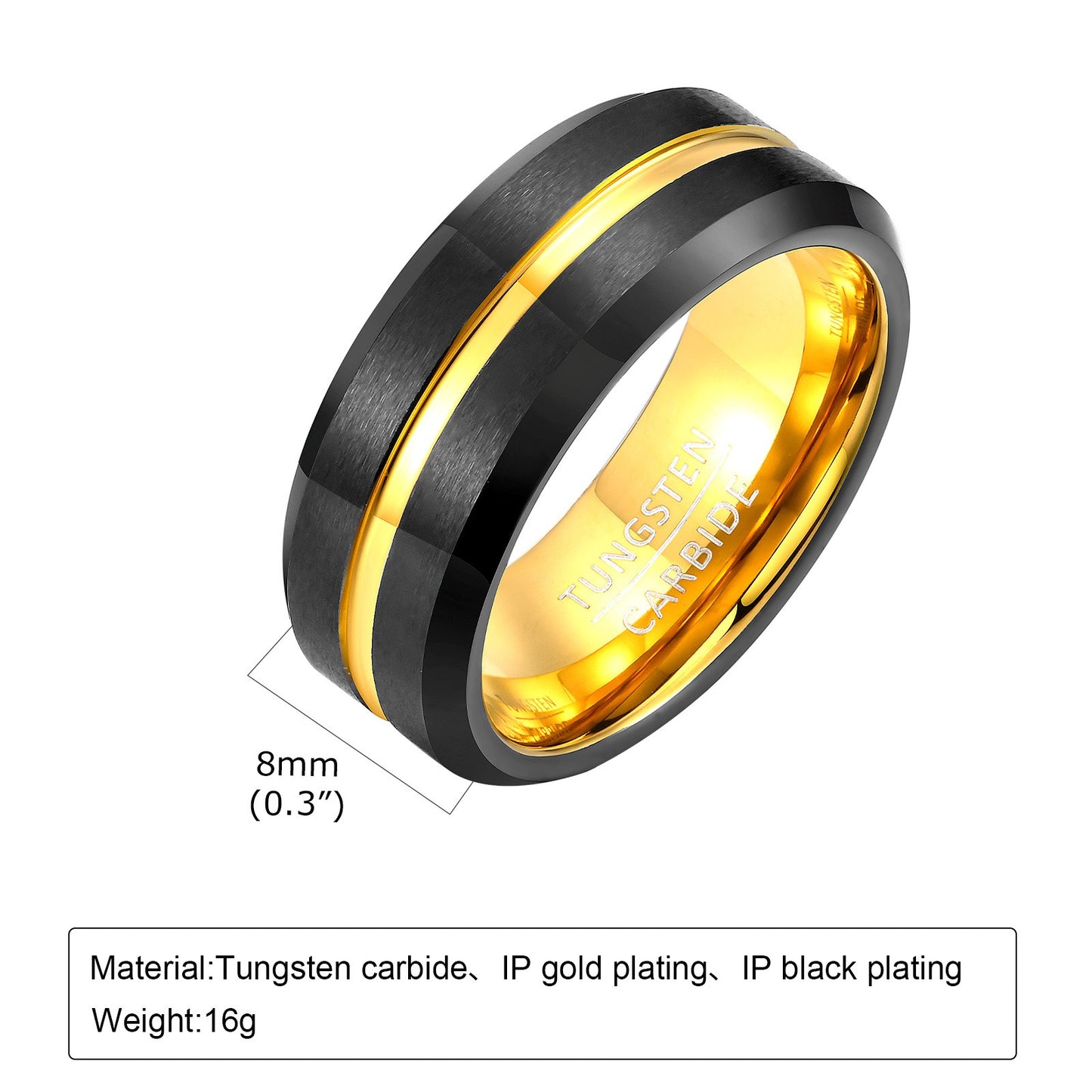 Kemstone 8mm Rugged Tungsten Steel Bottle Opener Ring - Durable Men's Fashion Accessory for Casual & Gifting TCR-039