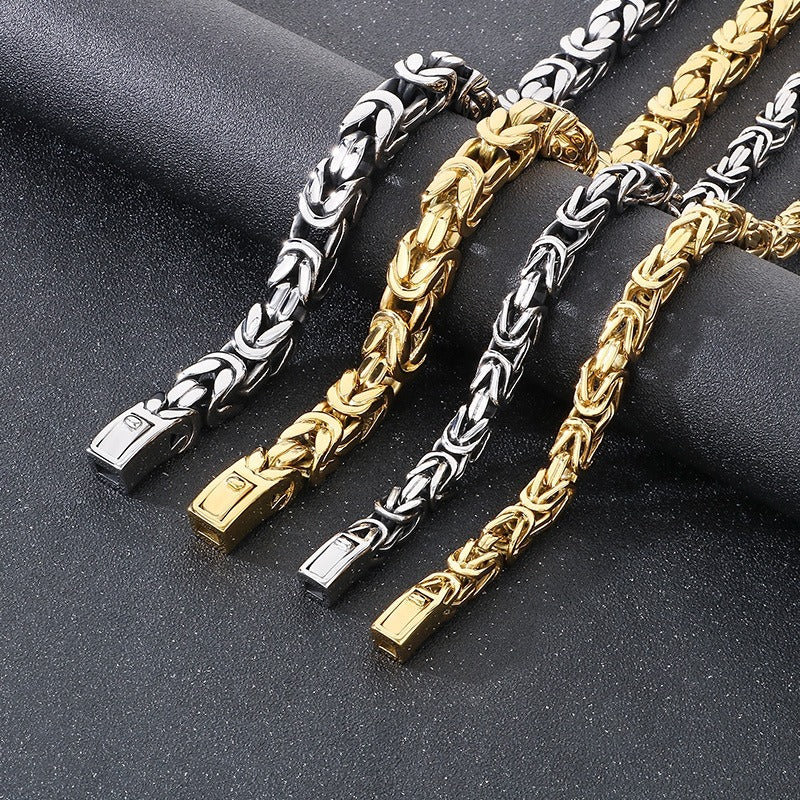 Kemstone Titanium Steel Peace Pattern Imperial Chain Necklace – Vintage Hui Geometry for Men KN86617-BD