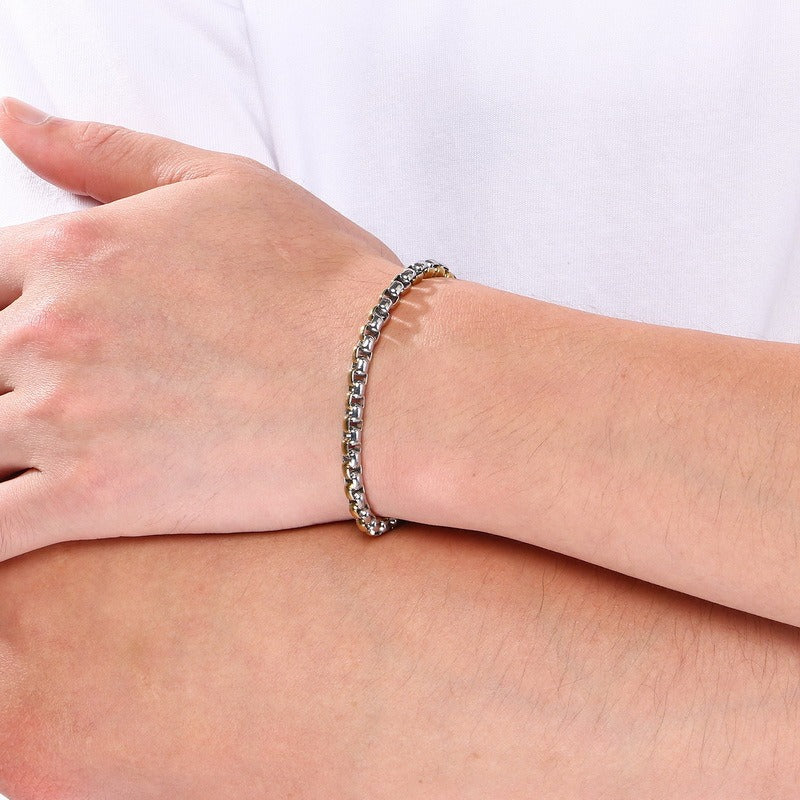 Kemstone Two Tone Link Bracelet for Men Titanium Steel Gold Accent KB215899-KFC