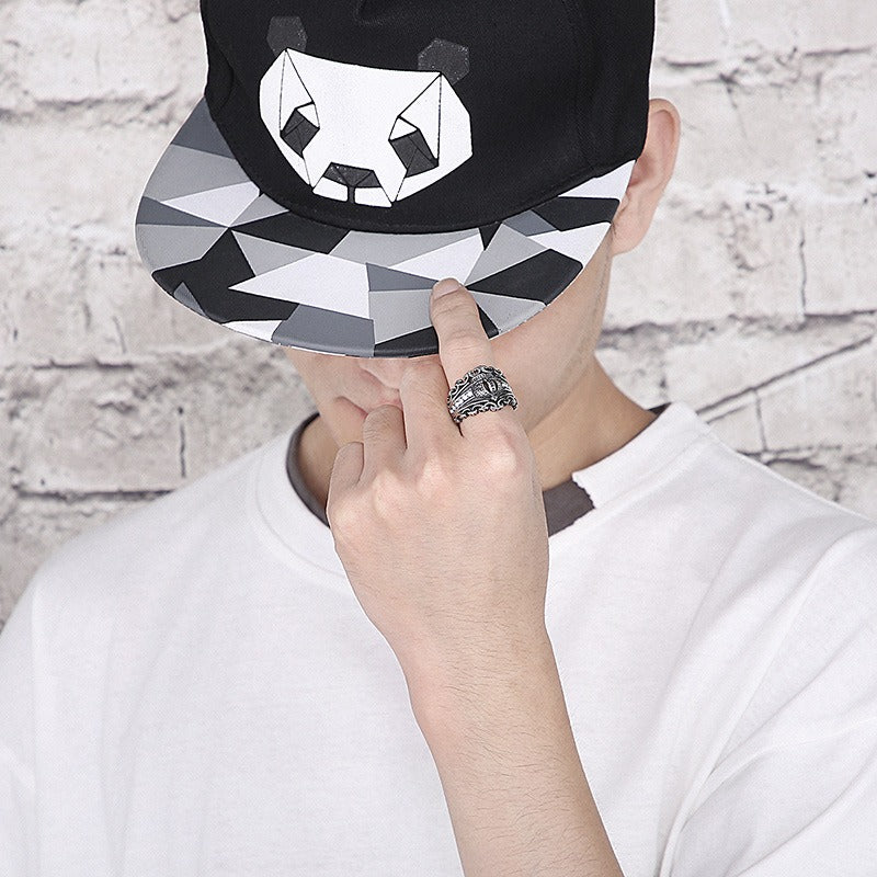 Kemstone Titanium Steel Crown Ring with Cubic Zirconia for Men KR101549-KFC