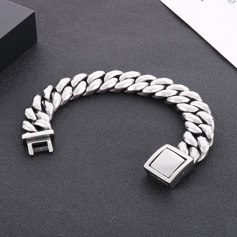 Kemstone Aged Black Cuban Link Bracelet for Men Titanium Steel KB161367-KJX