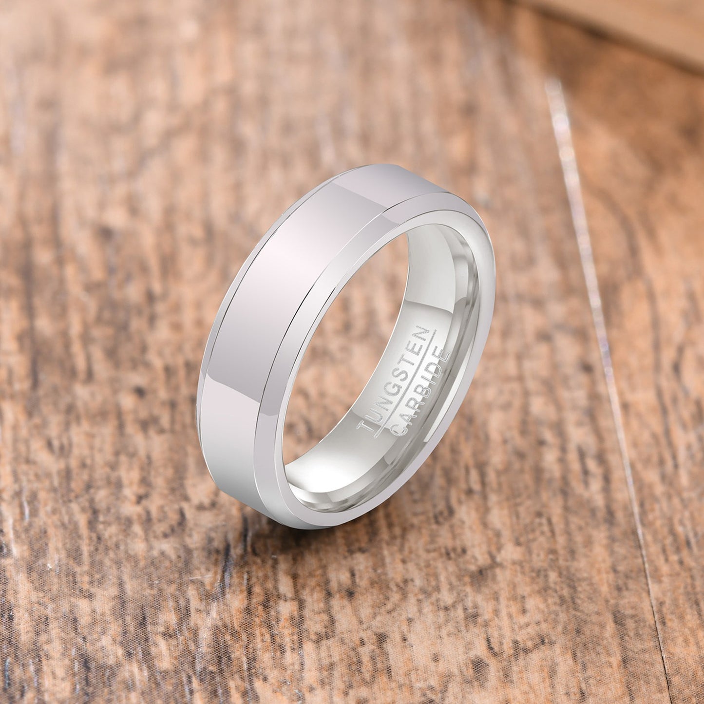 Kemstone Tungsten Carbide Ring for Men – Faceted Edge Gold Tone TCR-013