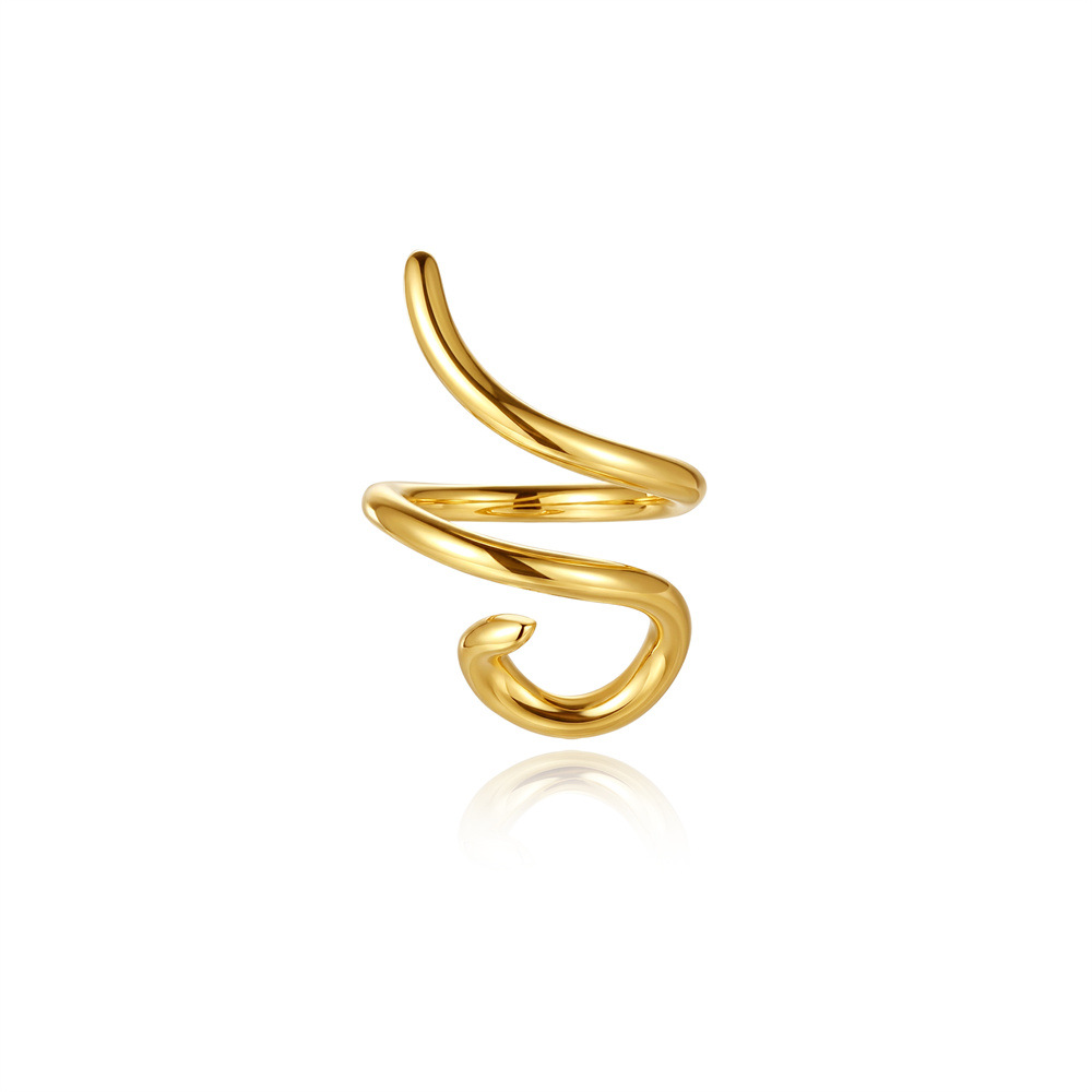 Kemstone S925 Sterling Silver Spiral Ear Cuff for Women Cubic Zirconia Double Loop 60266821744C