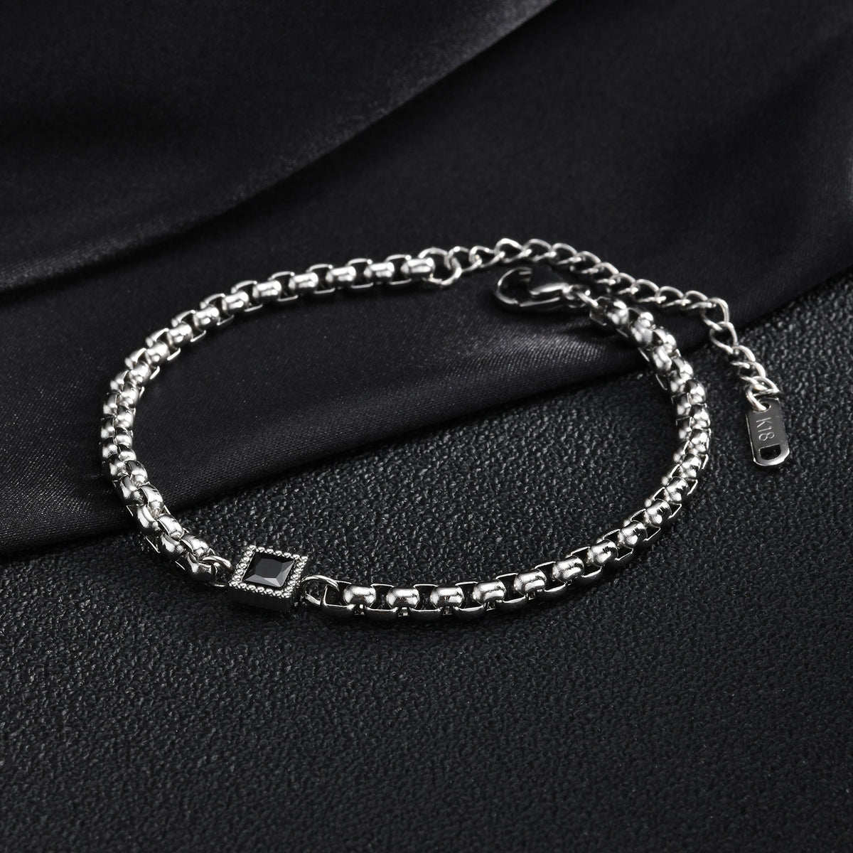 Kemstone Stainless Steel Square Cubic Zirconia Bracelet for Men BR-3204