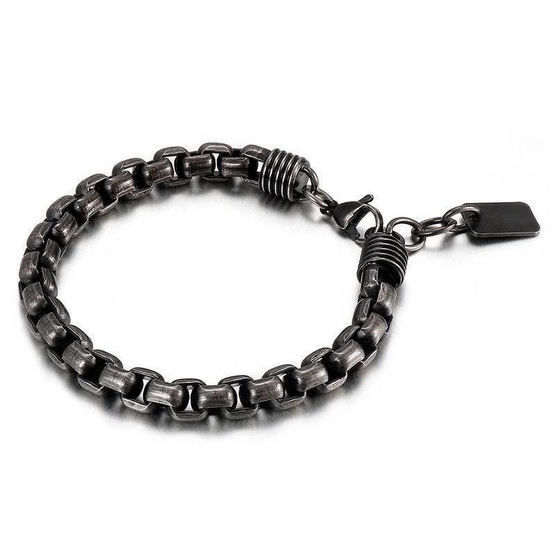 Kemstone Titanium Steel Box Link Bracelet for Men Square Chain Punk Gold Silver Black KB138817-KFC