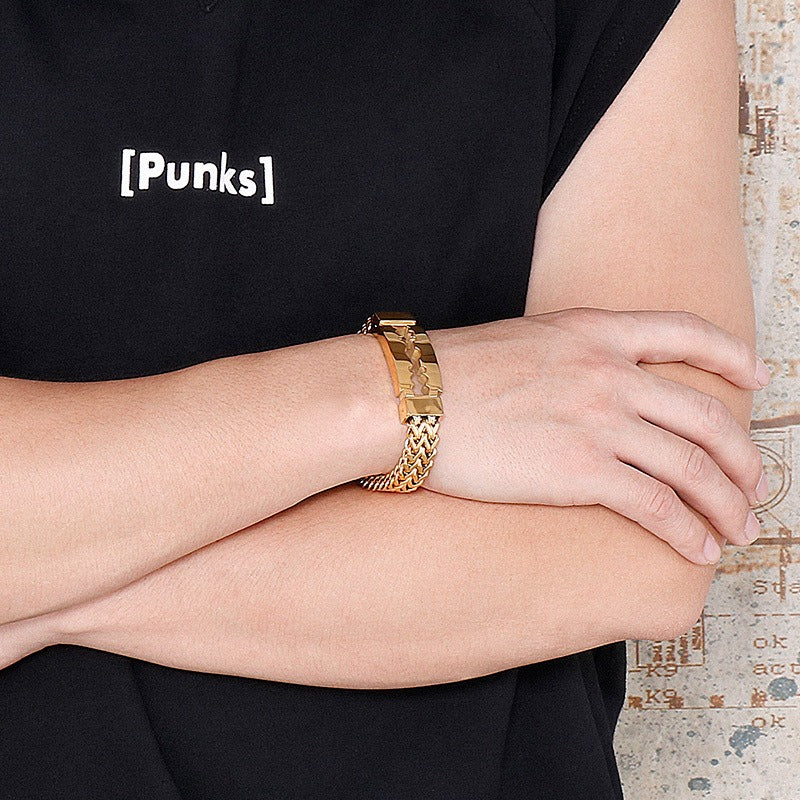 Kemstone Creative Blade Titanium Steel Men’s Bracelet - Vacuum Plated | KB149653-KFC